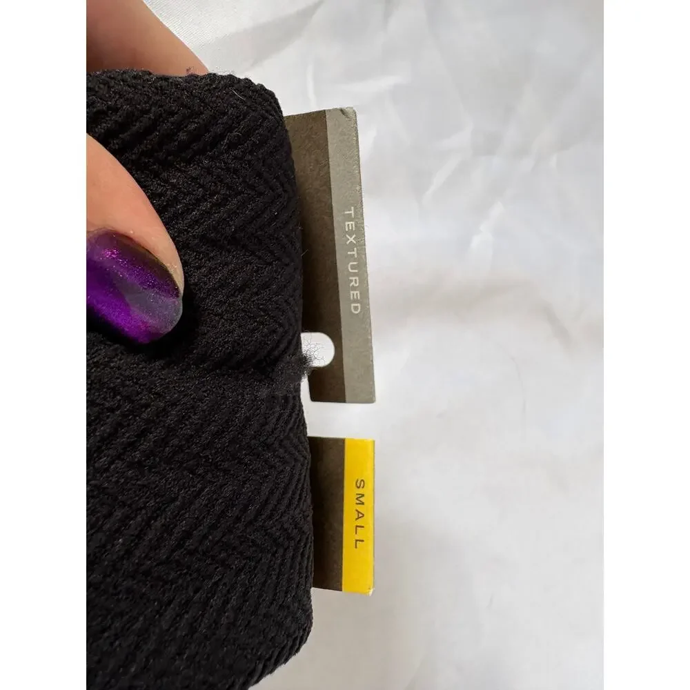 Vintage Y2K Merona NOS Black Chevron Textured Knit Tights S